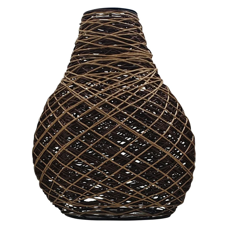 Rattan-Lampenschirm – Topfform, handgefertigt, ohne Verkabelung~1416