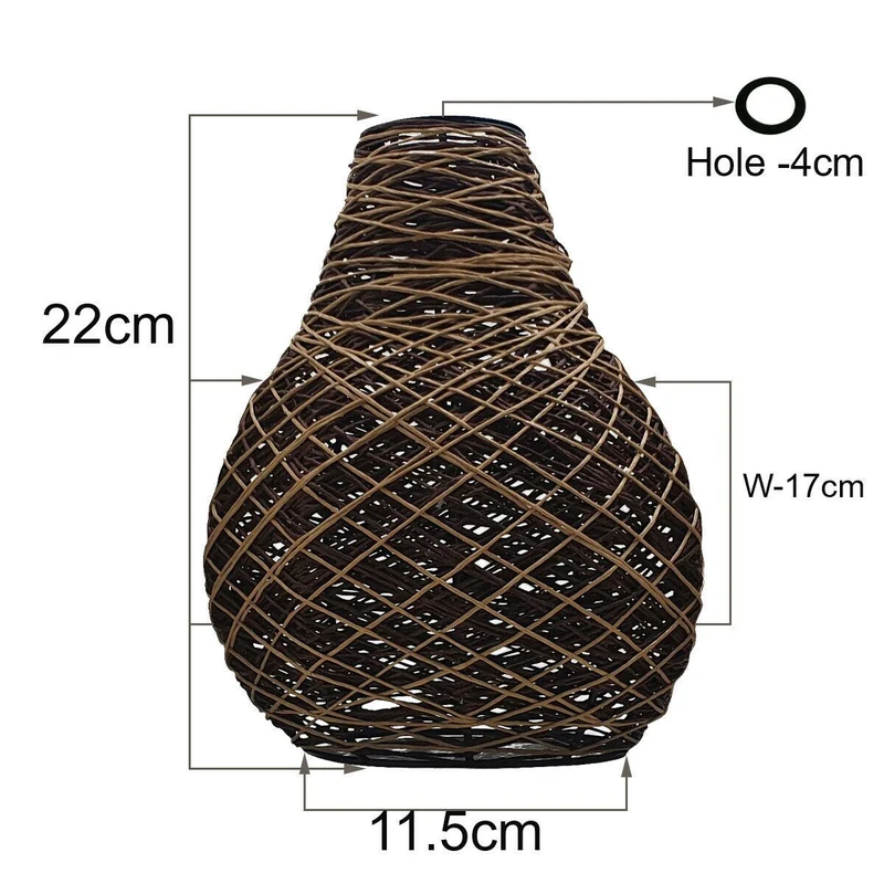Rattan-Lampenschirm – Topfform, handgefertigt, ohne Verkabelung~1416