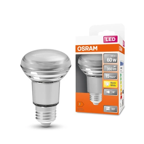 OSRAM LED-Reflektorlampen R63 mit Retrofit-Schraubsockel, 60 Watts Ersatz, E27, R63-shape, 2700 Kelvin, Warm weiß, Klares Glas, single Pack