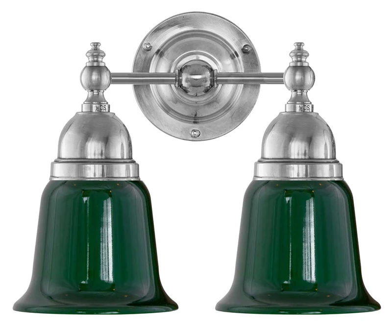 Vägglampa - Bergman nickel, grön klocka