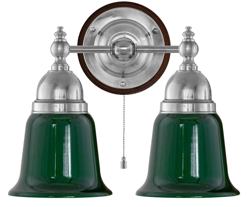 Vägglampa - Bergman nickel, grön klocka