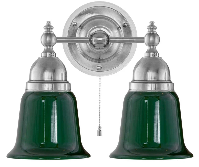 Vägglampa - Bergman nickel, grön klocka