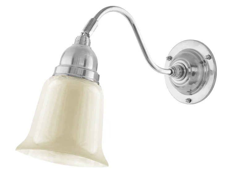 Vägglampa - Runeberg nickel, benvit klocka
