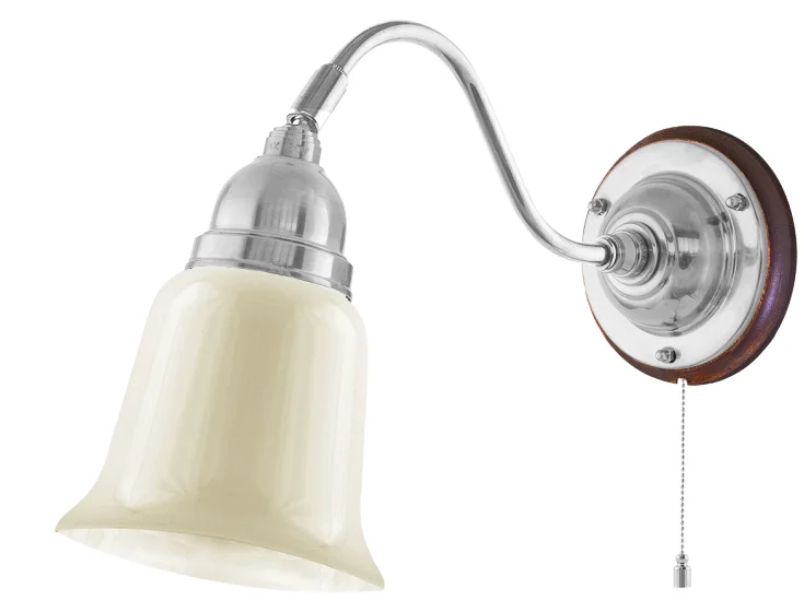 Vägglampa - Runeberg nickel, benvit klocka