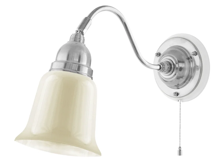 Vägglampa - Runeberg nickel, benvit klocka