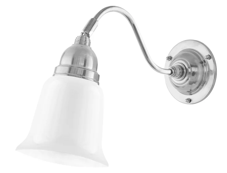 Vägglampa - Runeberg nickel, opalvit klocka