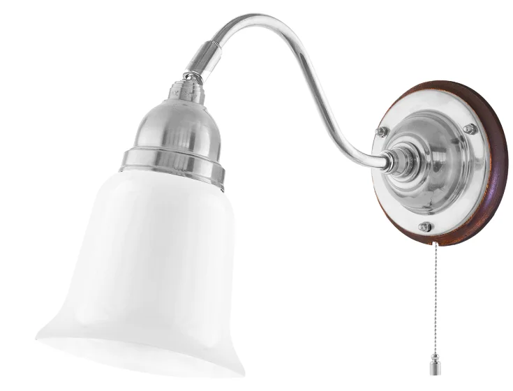 Vägglampa - Runeberg nickel, opalvit klocka