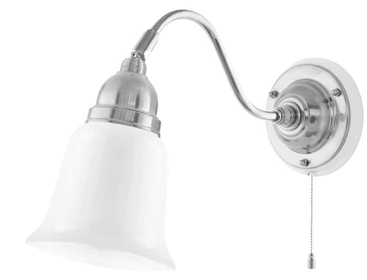 Vägglampa - Runeberg nickel, opalvit klocka
