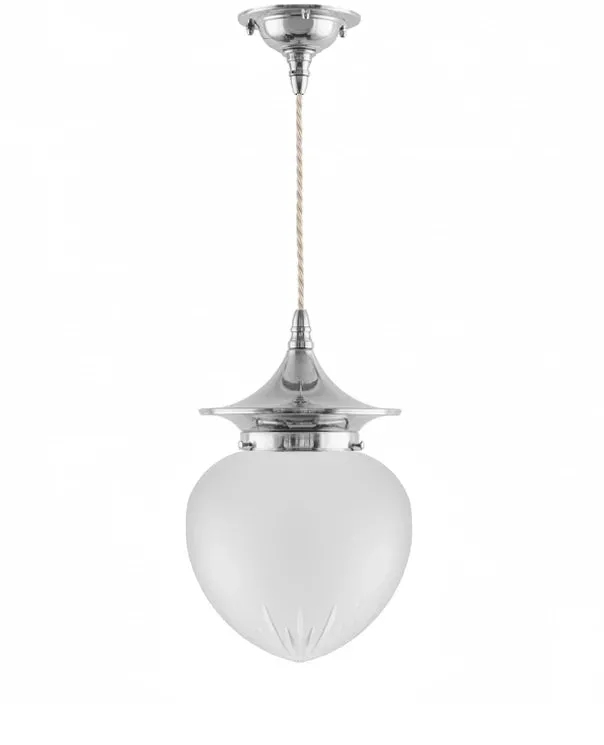 Taklampa - Dahlberg sladdpendel 100 nickel, mattglas droppe