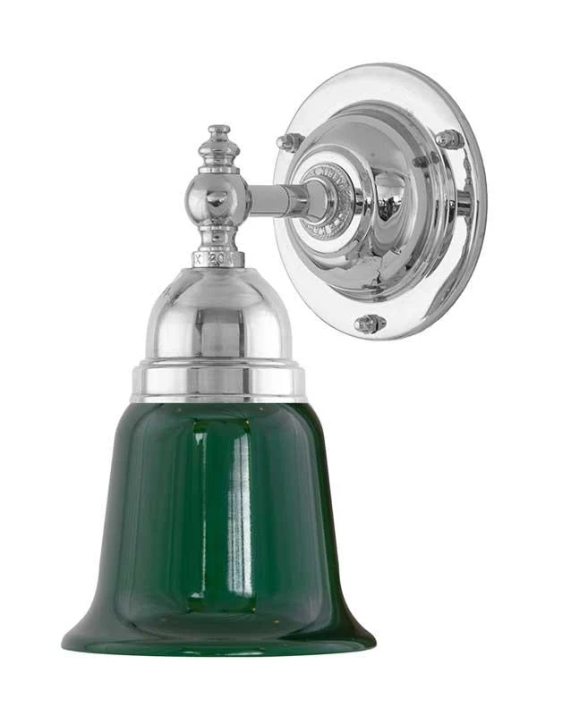 Vägglampa - Adelborg nickel, grönt glas