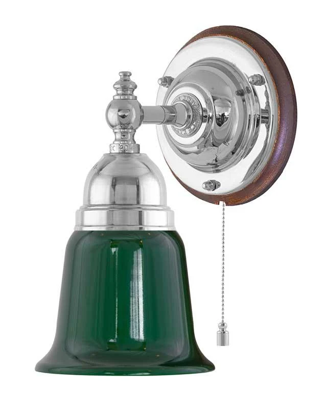 Vägglampa - Adelborg nickel, grönt glas
