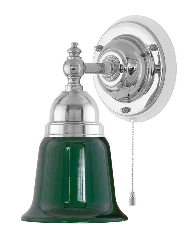 Vägglampa - Adelborg nickel, grönt glas