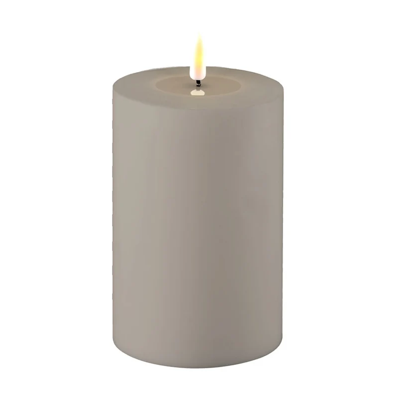 DELUXE LED Stumpenkerze Grau 10 x 15 cm Outdoor
