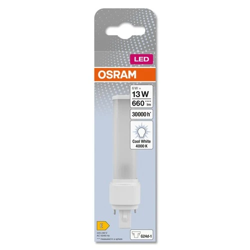 OSRAM DULUX D LED EM & AC MAINS LED-Röhre 14,8cm (ex 13W) 6W / 4000K Kaltweiß G24d-1