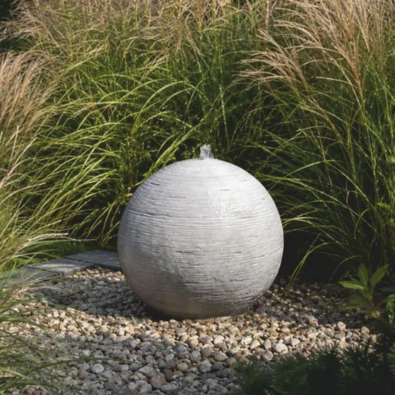 Casa Padrino Kugelbrunnen Grau Ø 60 x H. 55 cm - Runder Springbrunnen - Garten & Terrassen Deko Accessoires