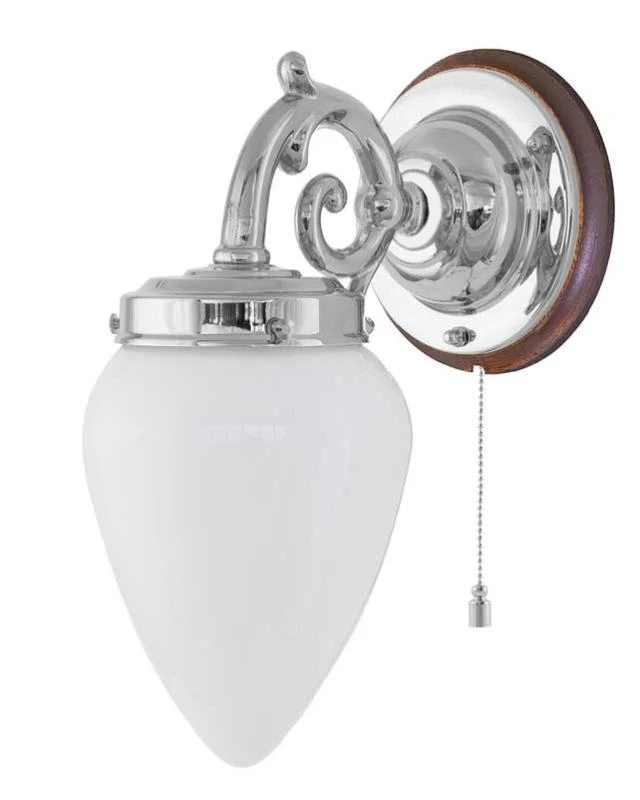 Vägglampa - Topelius nickel, opalvit droppe