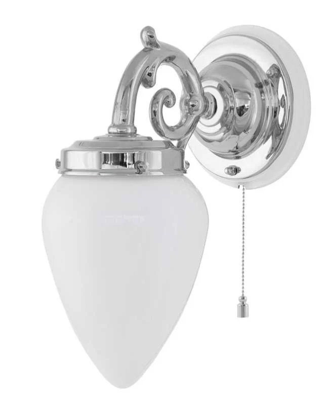 Vägglampa - Topelius nickel, opalvit droppe