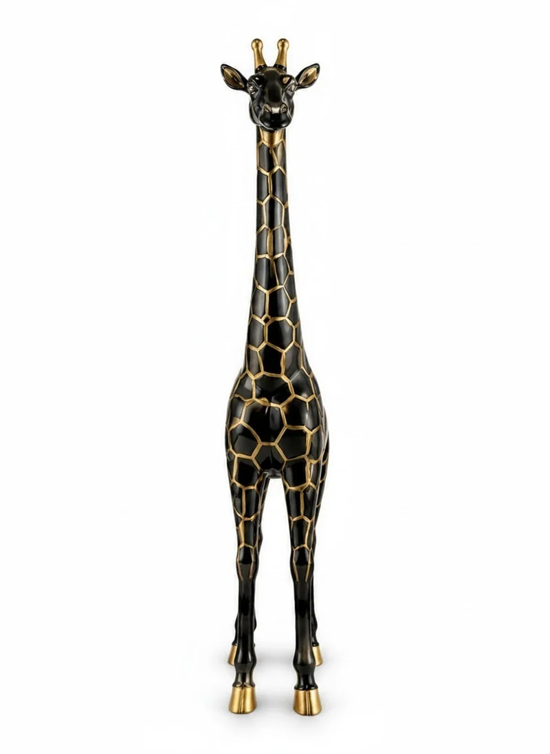 Casa Padrino Luxus Deko Skulptur Giraffe Schwarz / Gold H. 205 cm - Riesige Gartenskulptur - Lebensgroße Skulptur - XXL Deko Skulptur - XXL Deko Figur - XXL Tierfigur