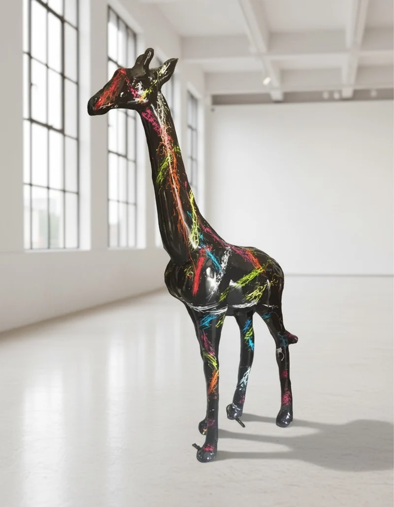 Casa Padrino Luxus Deko Skulptur Giraffe Splash H. 210 cm - Riesige Gartenskulptur - Lebensgroße Skulptur - XXL Deko Skulptur - XXL Deko Figur