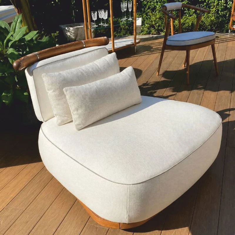 Casa Padrino Luxus Garten Sessel Weiß / Braun / Silber 108 cm - Outdoor Sessel - Hotel Sessel- Outdoor Hotel Möbel - Made in Italy