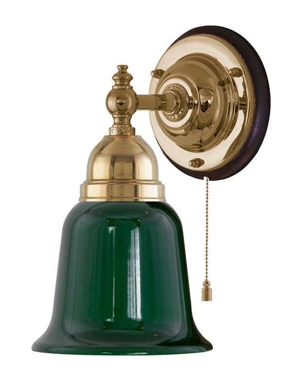 Vägglampa - Adelborg mässing med grönt glas
