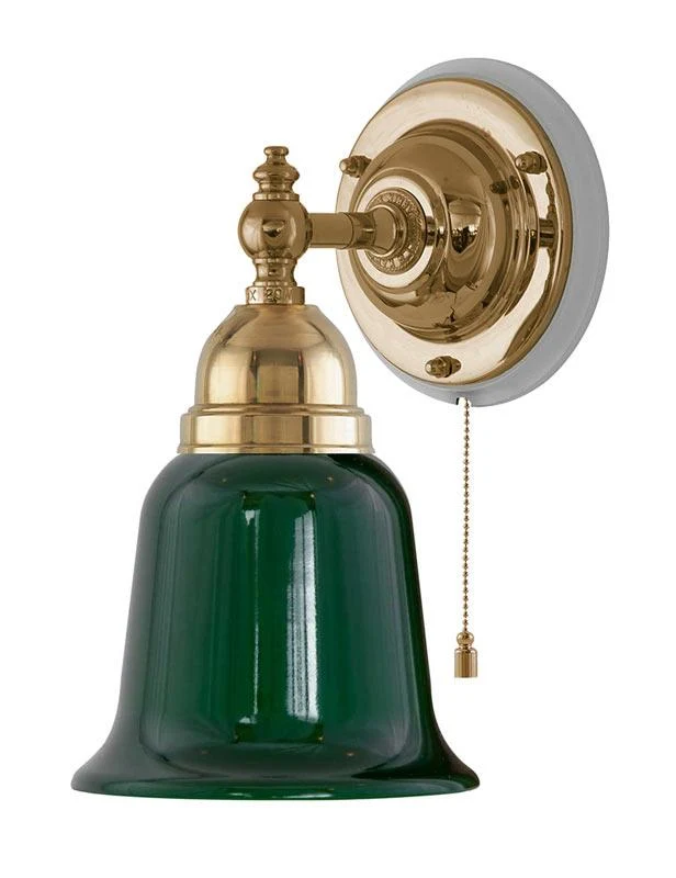 Vägglampa - Adelborg mässing med grönt glas