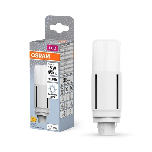 OSRAM DULUX LED-Lampe D18 VT EM, 7,5W, 950lm, 4000K , Kaltweiß