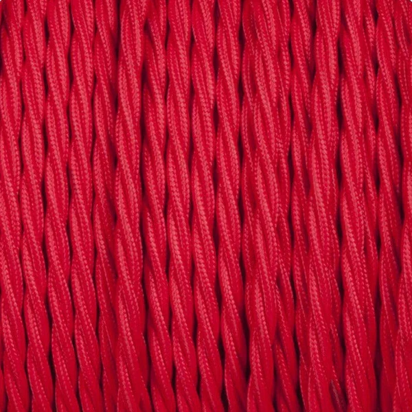 Vintage 3-adrige geflochtenes Rot Lampenkabel ~1185