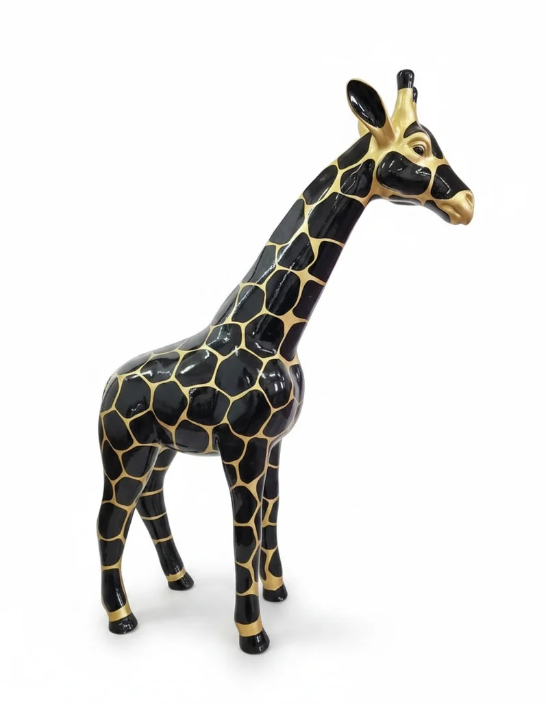 Casa Padrino Luxus Deko Skulptur Giraffe Gold H. 50 cm - Deko Skulptur - Deko Figur - Tierfigur - Gartendeko