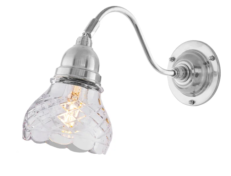 Vägglampa - Runeberg nickel, slipat klarglas