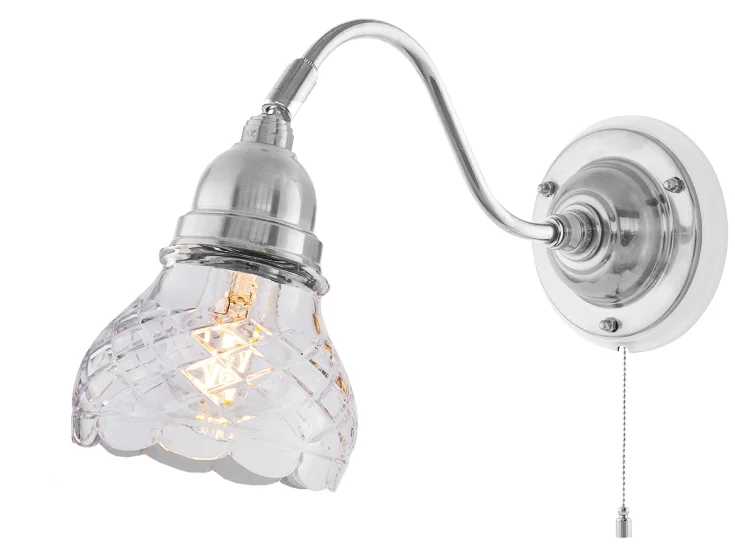 Vägglampa - Runeberg nickel, slipat klarglas
