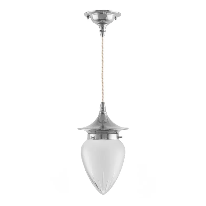 Taklampa - Dahlberg sladdpendel 80 nickel, mattglas droppe