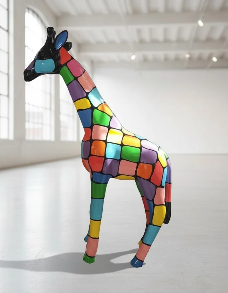 Casa Padrino Luxus Deko Skulptur Giraffe Mosaik H. 50 cm - Deko Skulptur - Deko Figur - Tierfigur - Gartendeko