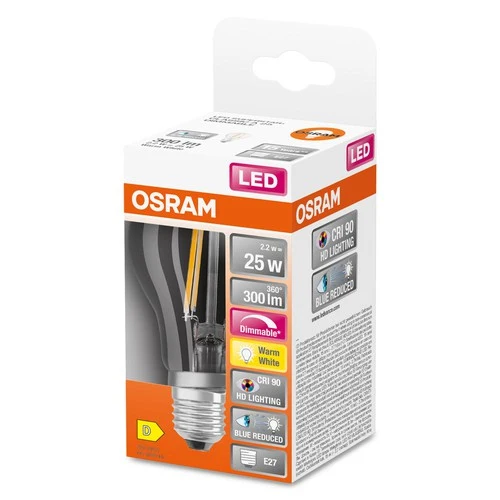 OSRAM SUPERSTAR+ CLASSIC A FIL 25 LED-Lampe, 2,2W, 300lm , Warmweiß