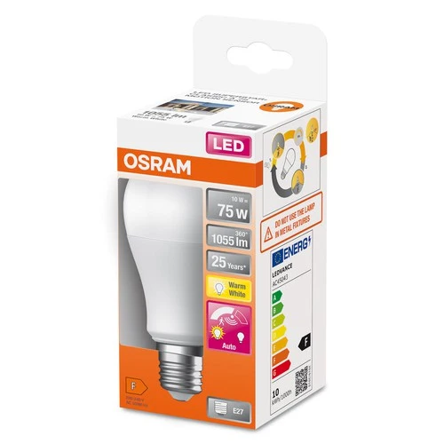 OSRAM SUPERSTAR+ CLASSIC A 75 FR LED-Lampe inkl. Bewegungssensor und Tageslichtsensor, 10W, 1055lm , Warmweiß