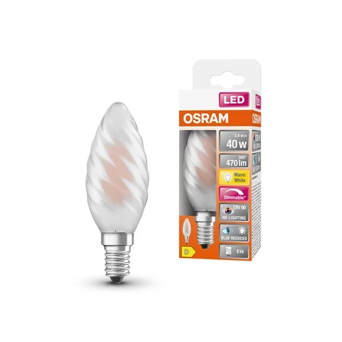 OSRAM Dimmbare LED-Lampe LED SUPERSTAR+ CL BW GL FR 40 dim 3,4W/927 E14 CRI90 BOX , Warmweiß