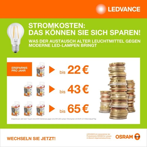 OSRAM LED SPECIAL T SLIM Lampe dimmbar klar (ex 60W) 7,3W / 2700K Warmweiß E27