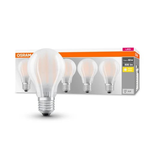 OSRAM LED Base Classic A LED Lampe matt (ex 60W) 7W / 2700K Warmweiß E27 5er Pack