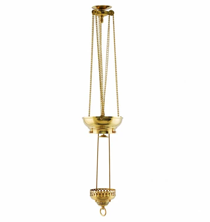 Fotogenlampa - Månskenslampa mässing, klarglas, tak
