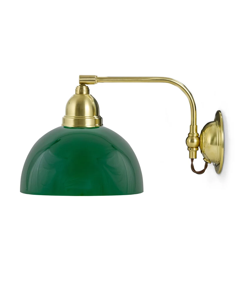 Vägglampa - Gripenberg mässing, grön halvsfär, brun