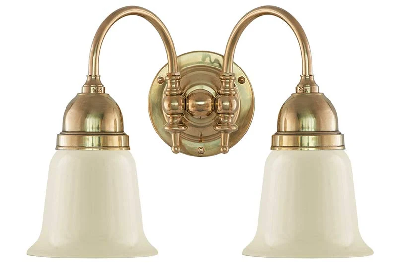 Vägglampa - Stackelberg mässing, benvit klocka