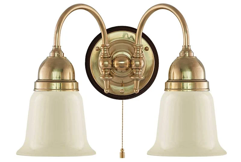 Vägglampa - Stackelberg mässing, benvit klocka