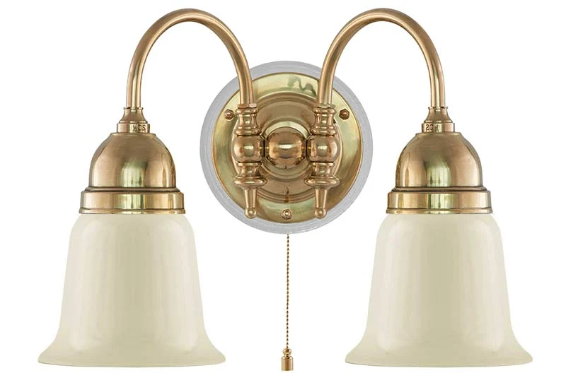 Vägglampa - Stackelberg mässing, benvit klocka