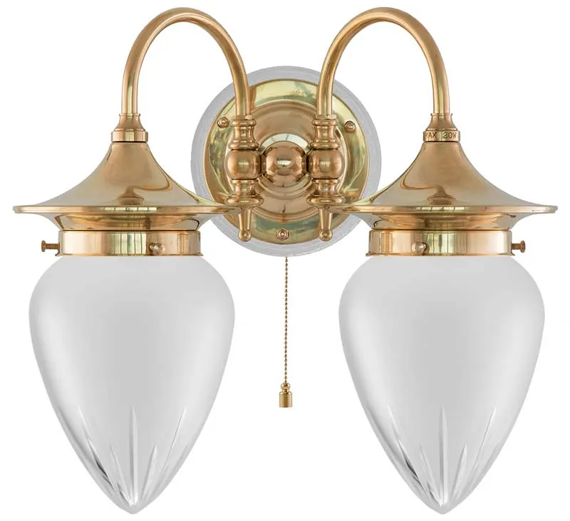 Vägglampa - Tigerstedt mässing, slipat mattglas