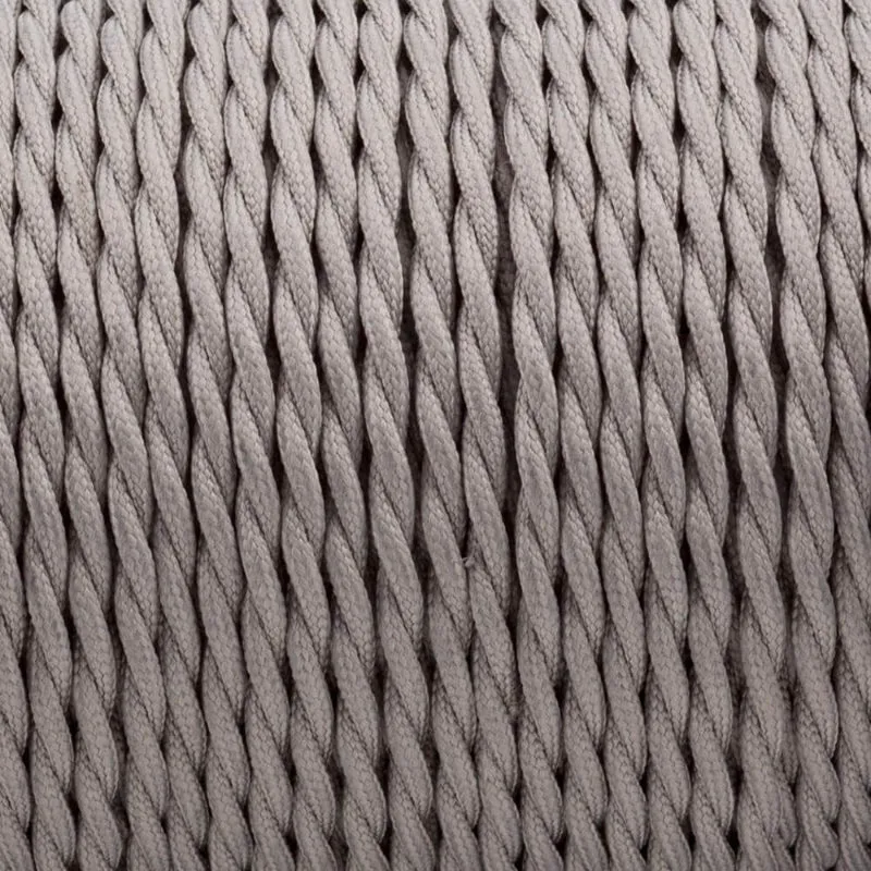 Textilkabel 2-adrig Gedreht Grau Stoffkabel geflochten ~1169