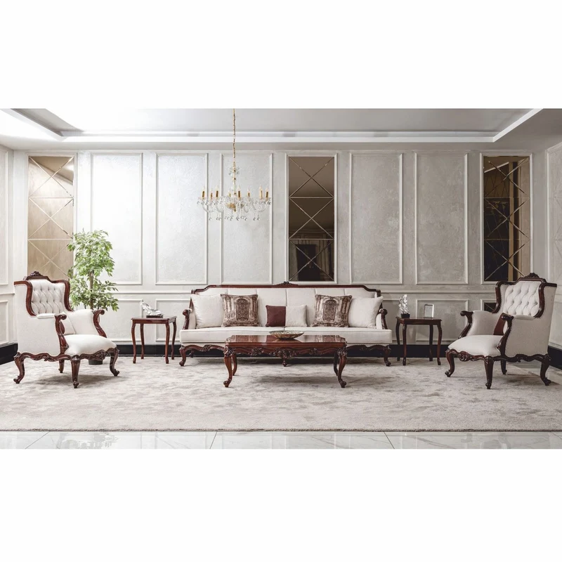 Casa Padrino Luxus Barock Wohnzimmer Sofa Weiß / Dunkelbraun 260 cm - Barock Möbel