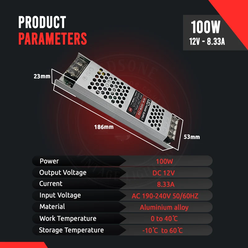 12V LED Trafo 100W 8,3A Konstantspannung – Slim Netzteil Treiber | IP20 ~1208