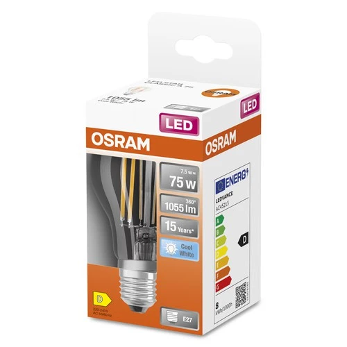 OSRAM Retrofit Classic A LED Lampe (ex 75W) 7,5W / 4000K Kaltweiß E27