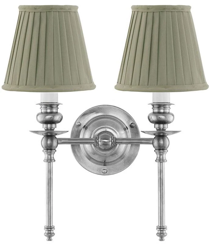 Vägglampa - Wivallius nickel, olivgrön tygskärm
