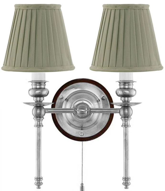 Vägglampa - Wivallius nickel, olivgrön tygskärm